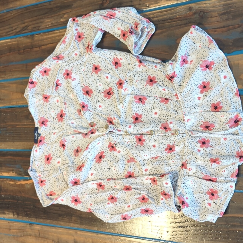 Draw-String Floral Blouse